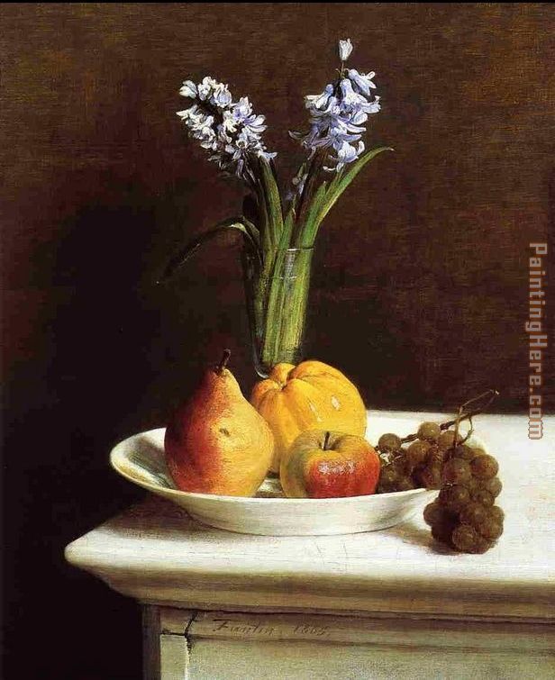 Still Life Hyacinths and Fruit painting - Henri Fantin-Latour Still Life Hyacinths and Fruit art painting